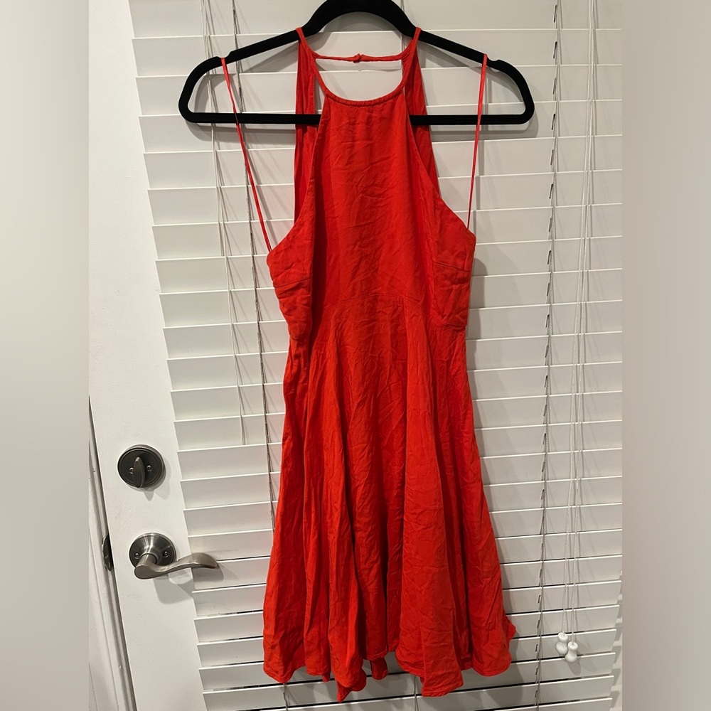 Red halter dress with zipper NWOT